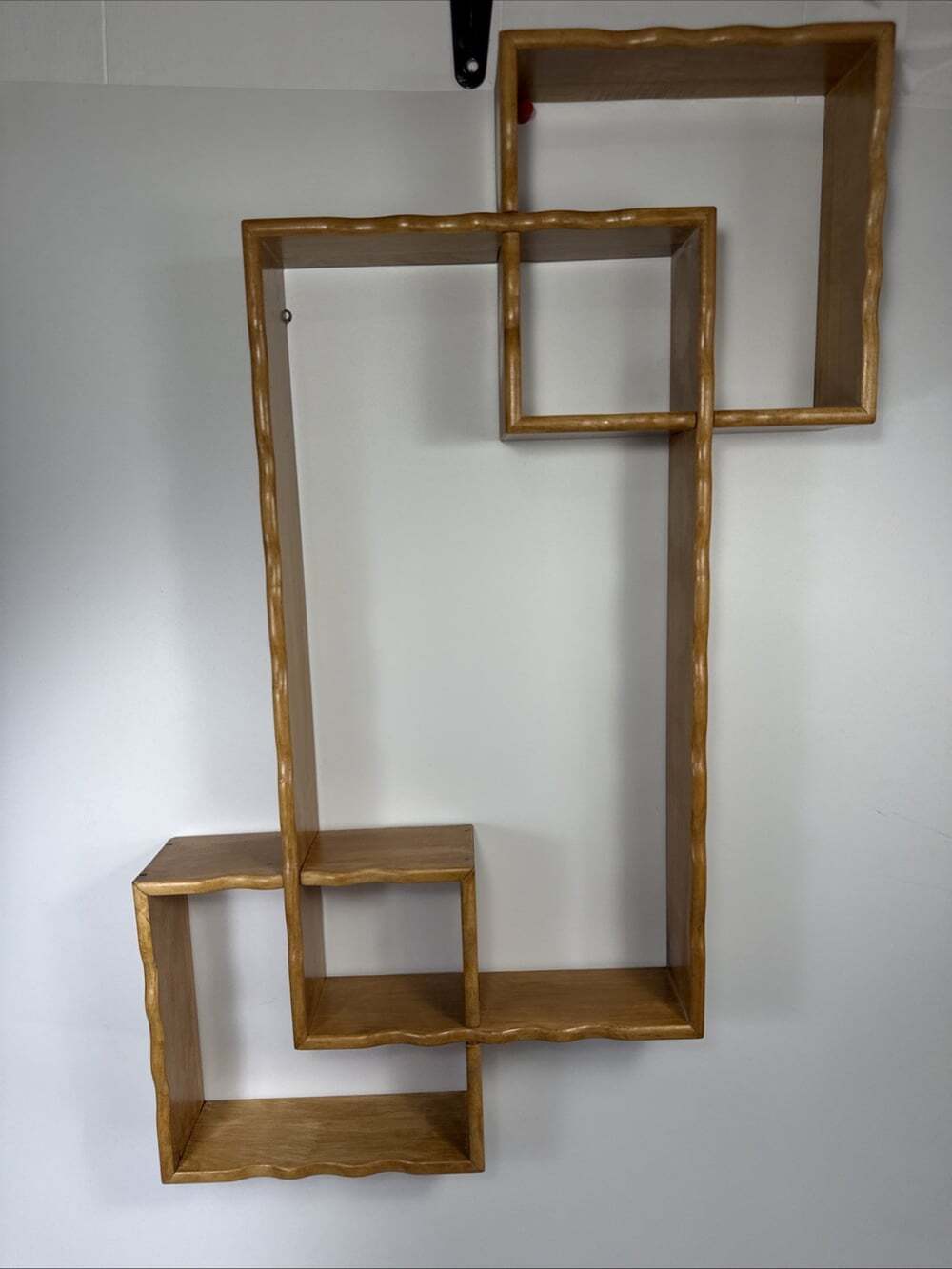 Vtg Interlocking MCM Wood Square Japan Wall Shelves Knick-Knack Trinket Set 2